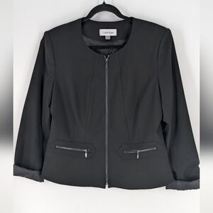 Calvin Klein black blazer with zippers Size 16